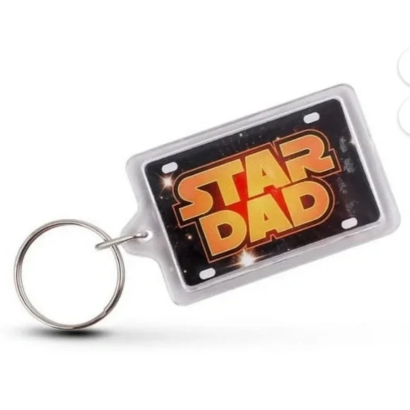 STAR DAD MY HERO Dad Keyring Gift Daddy Birthday Gift STAR WARS THEMED Acrylic - Picture 2 of 3